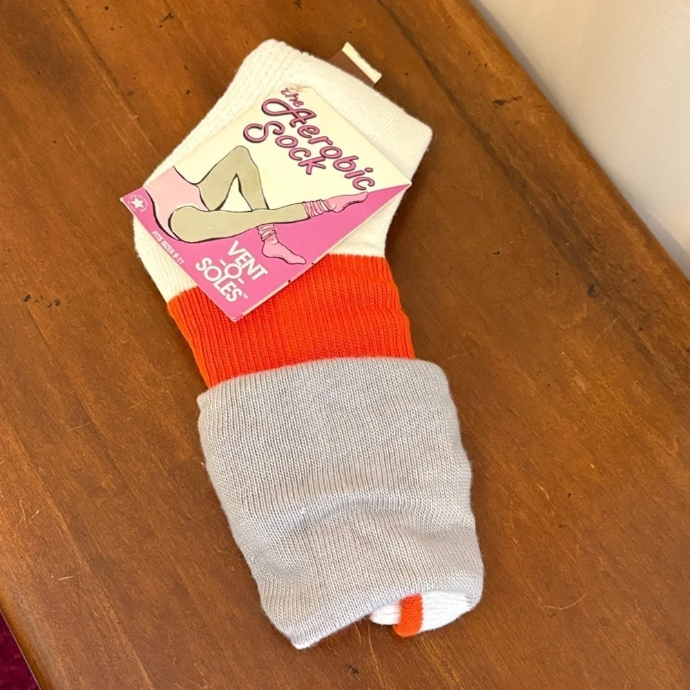 Vintage Aerobic Socks - White, Orange, and Gray